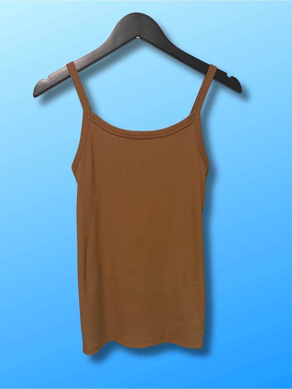 No Boundaries Brown Ribbed Spaghetti Strap Tank Top